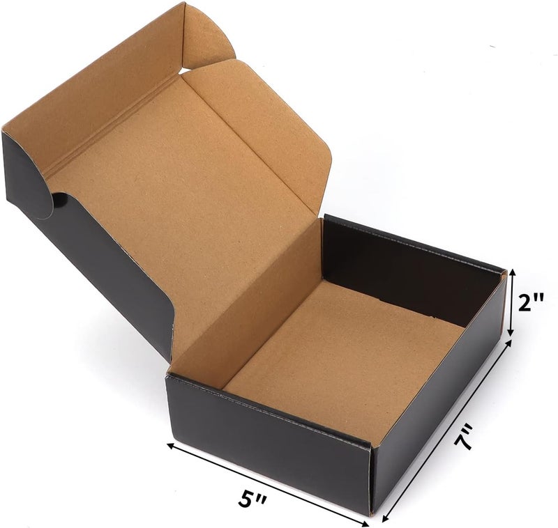 EXYGLO Shipping Cardboard Boxes for Small Business, Packing and Mailing, 7x5x2 - Pack of 25, Black - Image 2